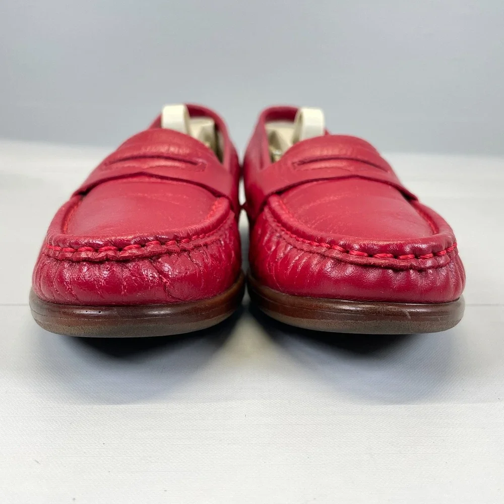 SAS Wink Penny Loafers Womens Size 7 S Red Leather Slip On Tripad Comfort Shoes